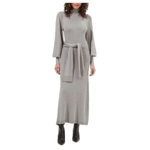 ASTR THE LABEL Dress Julianne Long Sleeve Midi Sweater Dress Heather Grey Size M